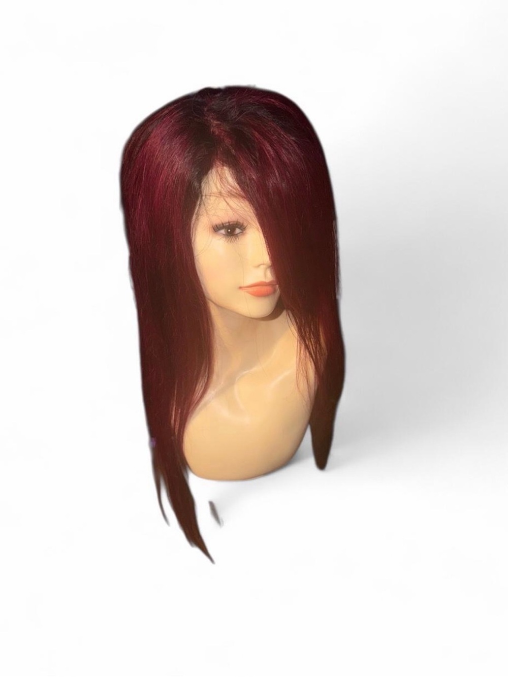 #NWOT 100% real human hair dark-rooted mermaid red lace front glueless wig - Picture 2 of 7
